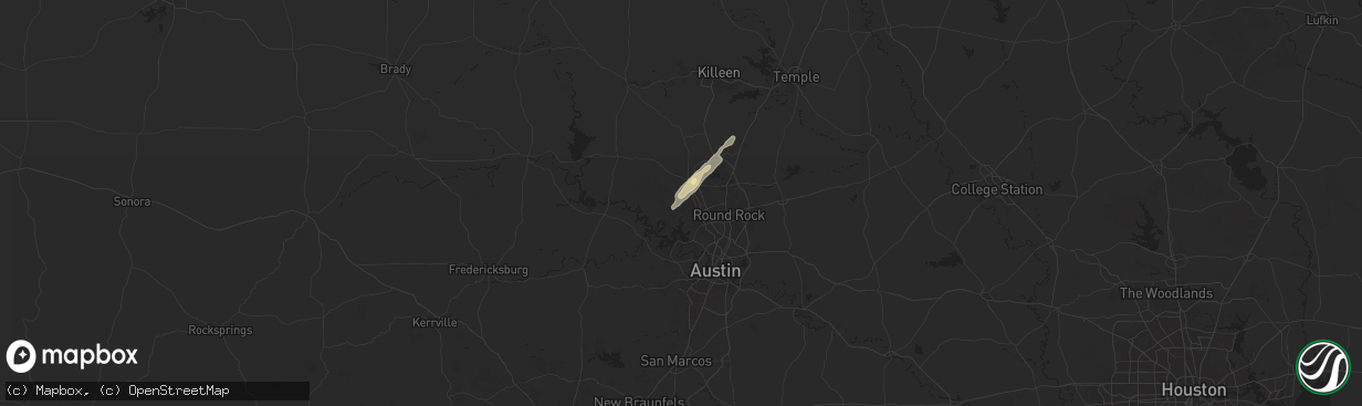 Hail map in Leander, TX on May 5, 2025