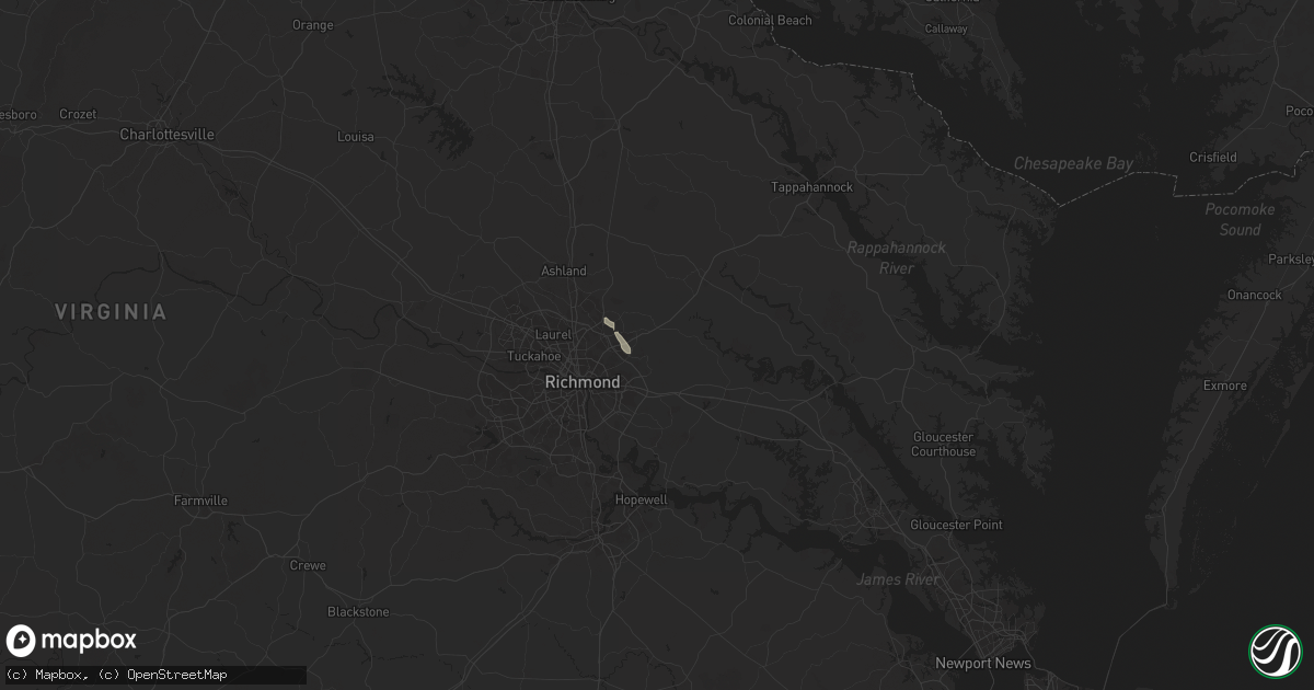 Hail map in Mechanicsville, VA on May 5, 2025