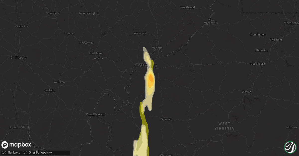 Hail map in Mineral Wells, WV on May 5, 2025