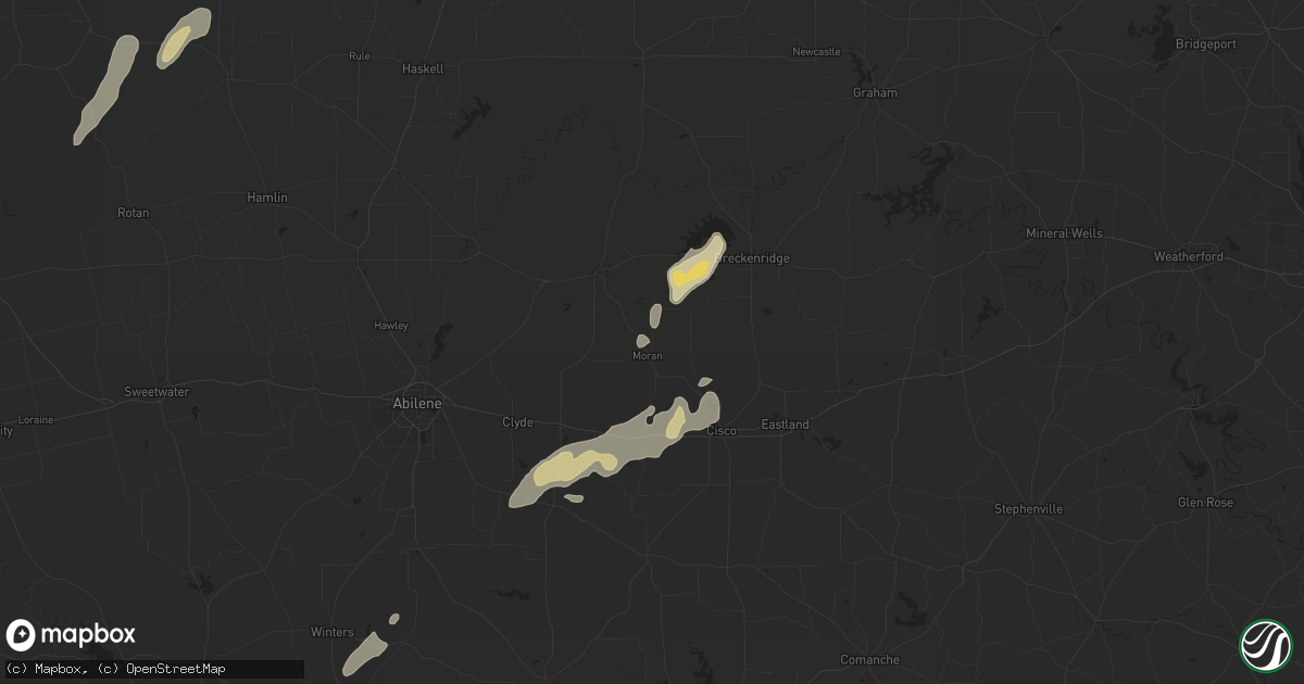 Hail map in Moran, TX on May 5, 2025