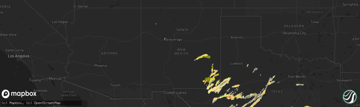 Hail map in New Mexico on May 5, 2025