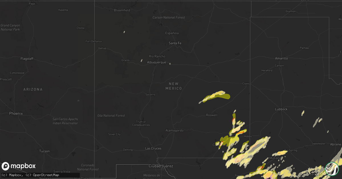 Hail map in New Mexico on May 5, 2025