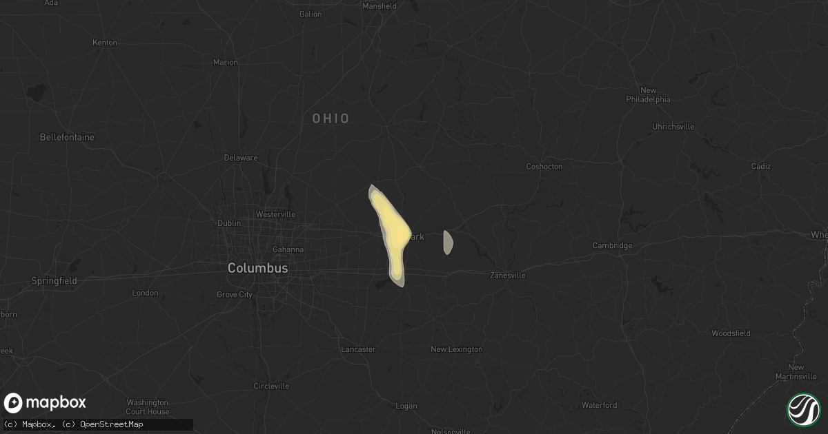 Hail map in Newark, OH on May 5, 2025