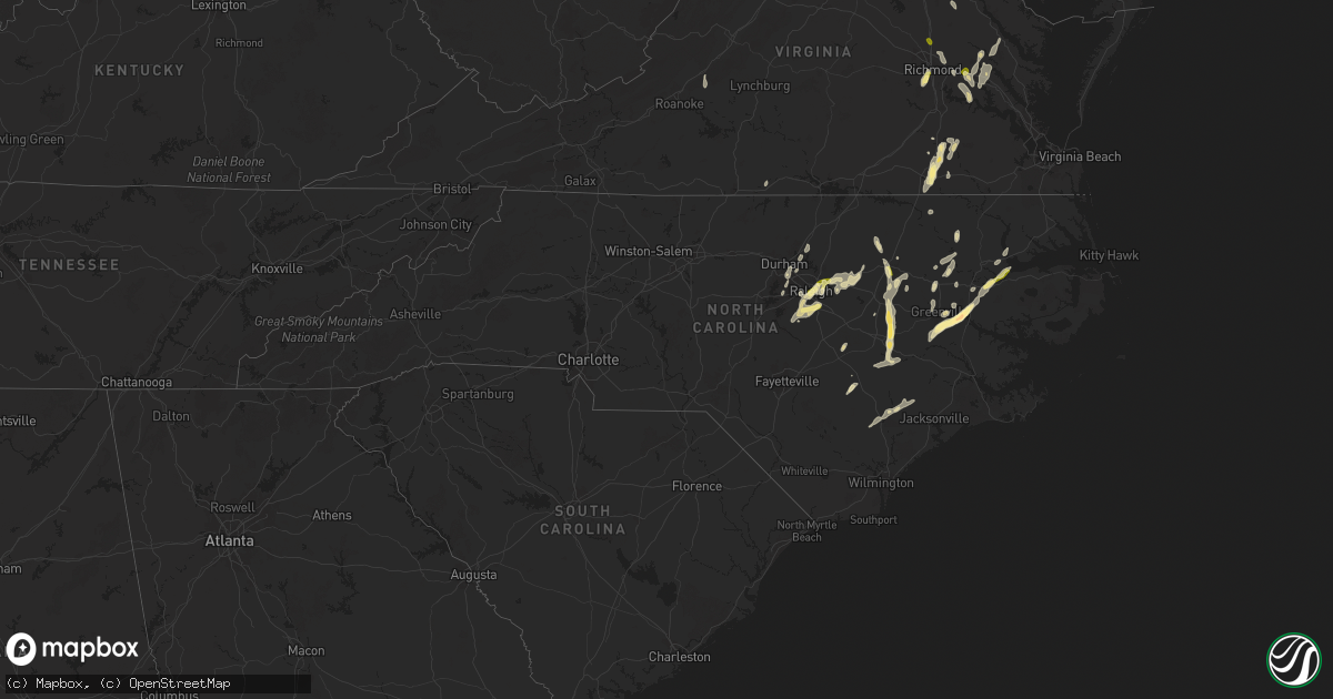 Hail map in North Carolina on May 5, 2025