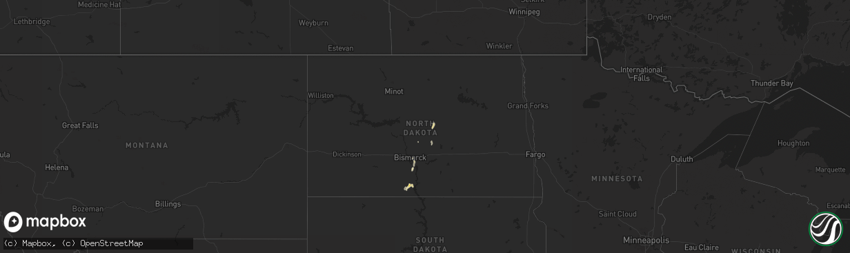 Hail map in North Dakota on May 5, 2025