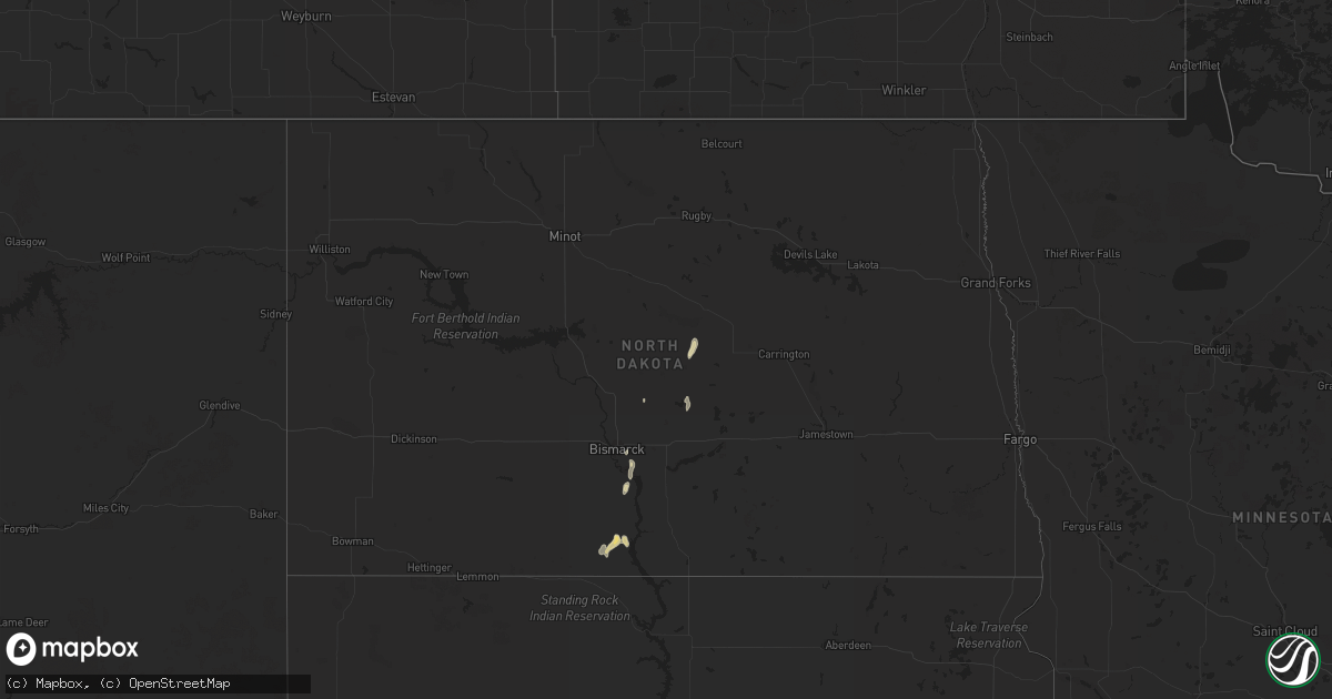 Hail map in North Dakota on May 5, 2025