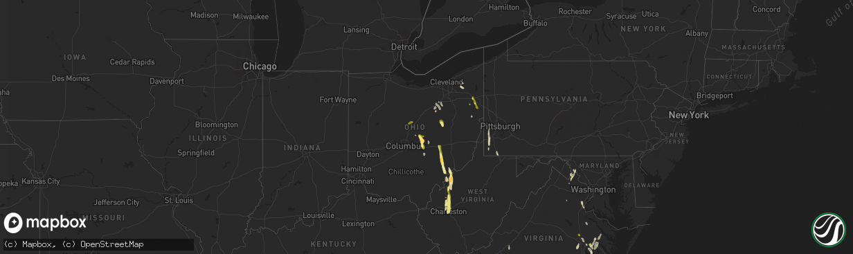 Hail map in Ohio on May 5, 2025