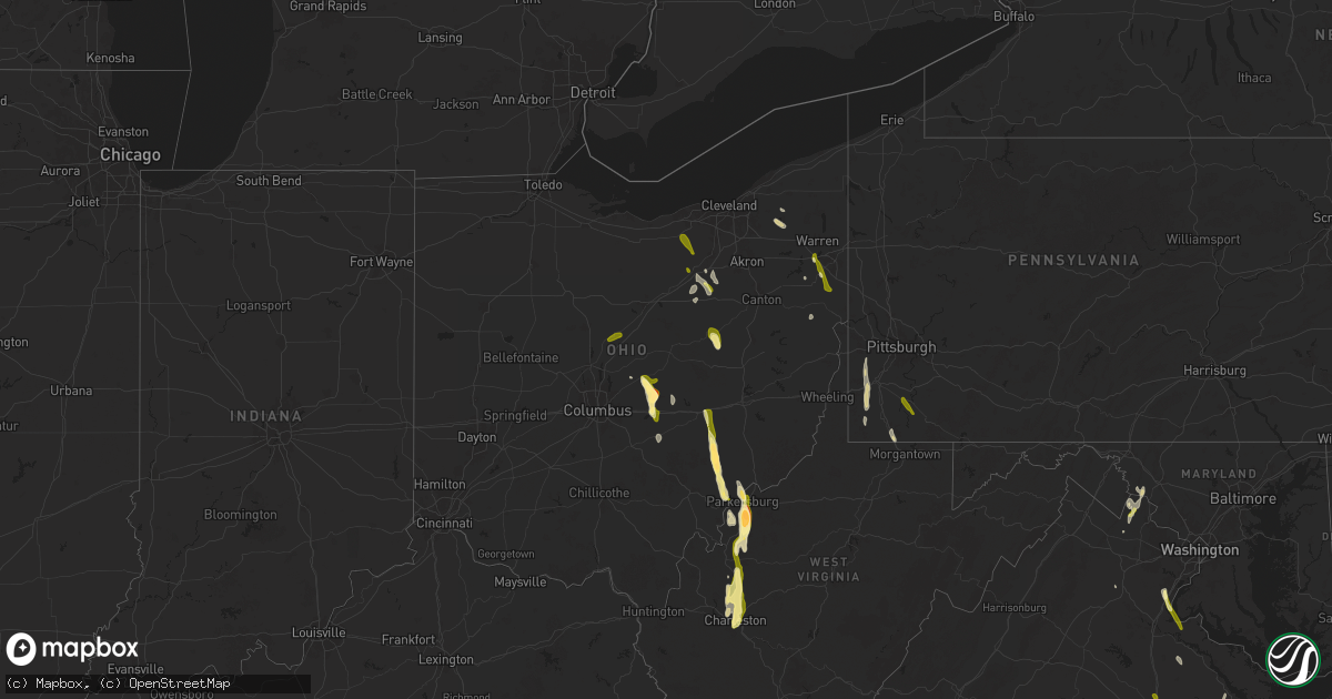 Hail map in Ohio on May 5, 2025