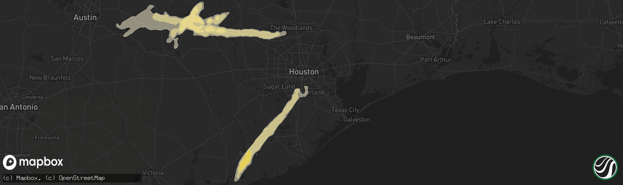 Hail map in Pearland, TX on May 5, 2025