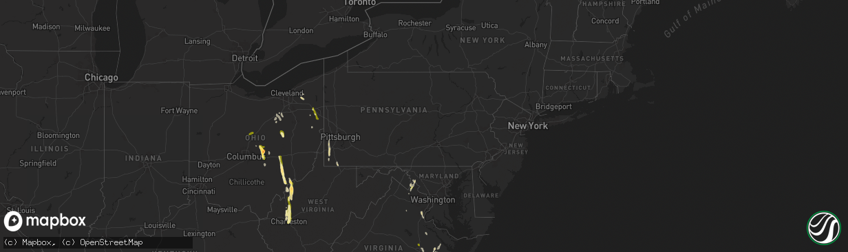 Hail map in Pennsylvania on May 5, 2025