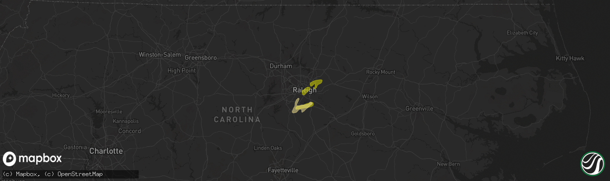 Hail map in Raleigh, NC on May 5, 2025