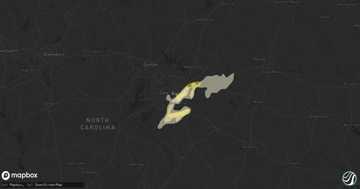 Hail map in Raleigh, NC on May 5, 2025