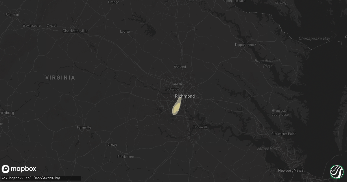 Hail map in Richmond, VA on May 5, 2025