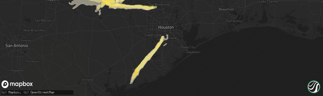 Hail map in Rosharon, TX on May 5, 2025