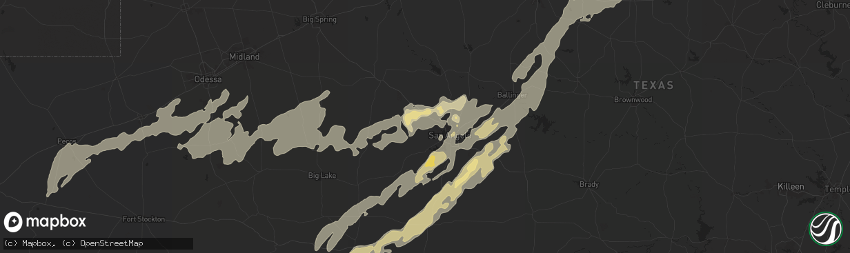 Hail map in San Angelo, TX on May 5, 2025