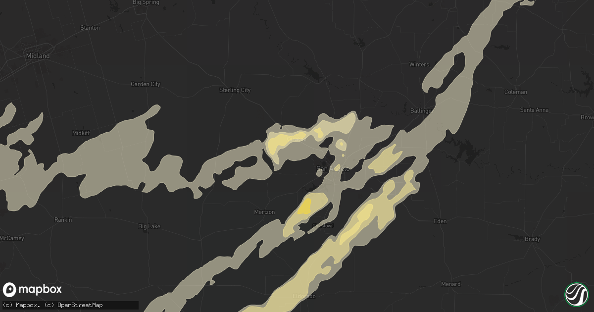 Hail map in San Angelo, TX on May 5, 2025