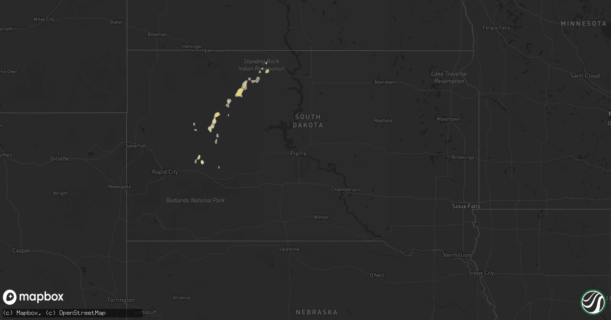 Hail map in South Dakota on May 5, 2025