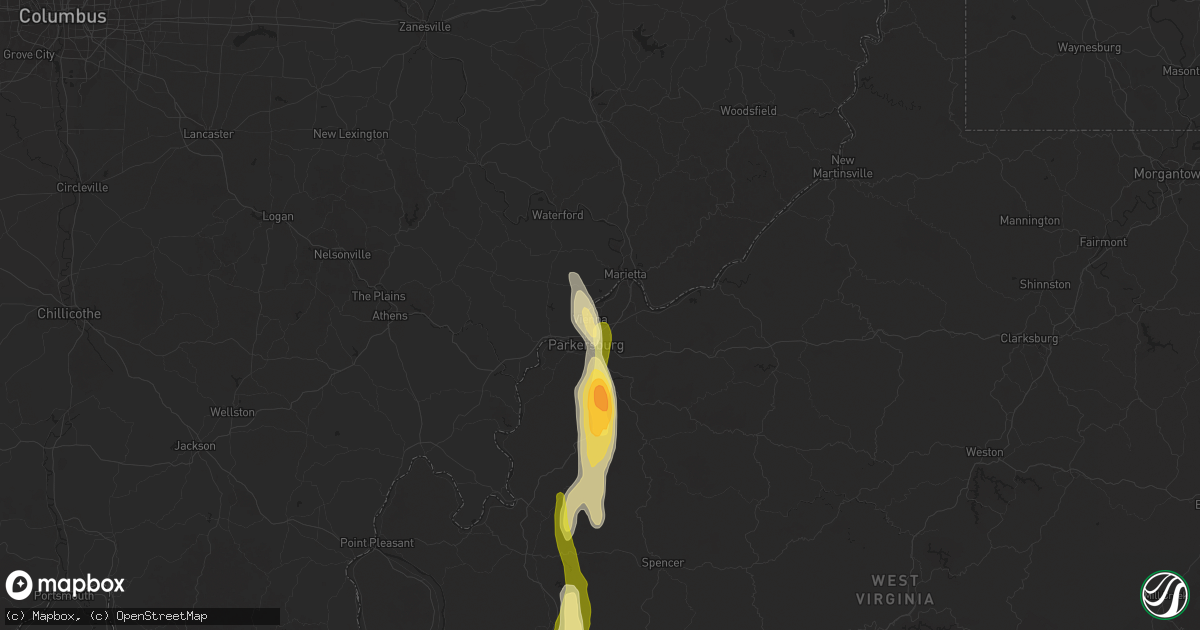 Hail map in Vienna, WV on May 5, 2025
