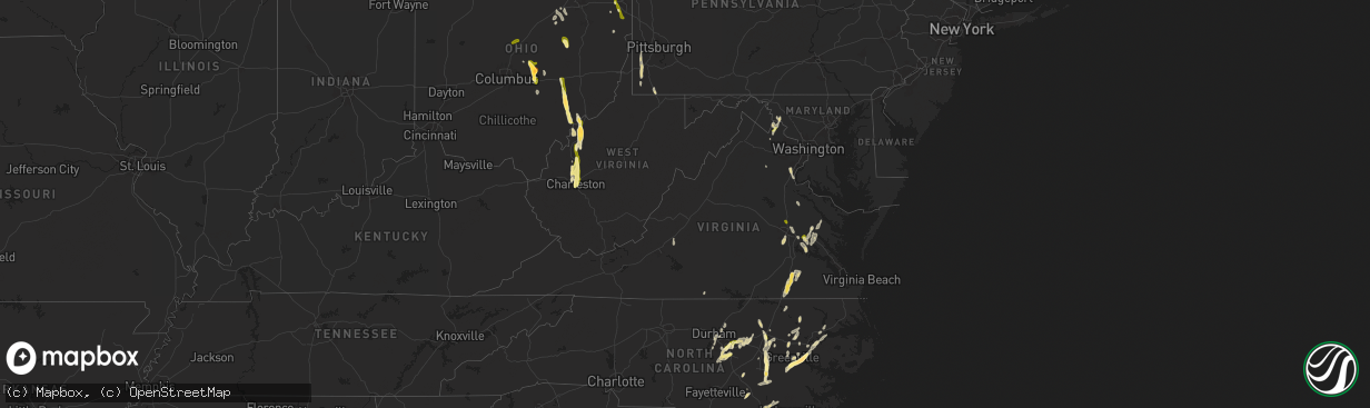 Hail map in Virginia on May 5, 2025
