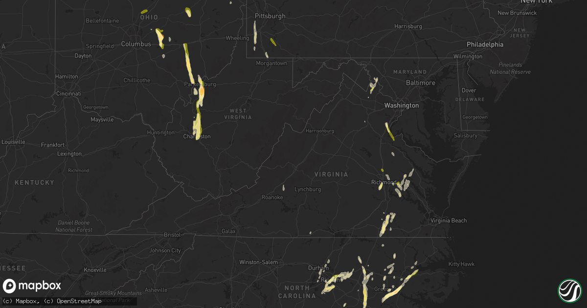 Hail map in Virginia on May 5, 2025
