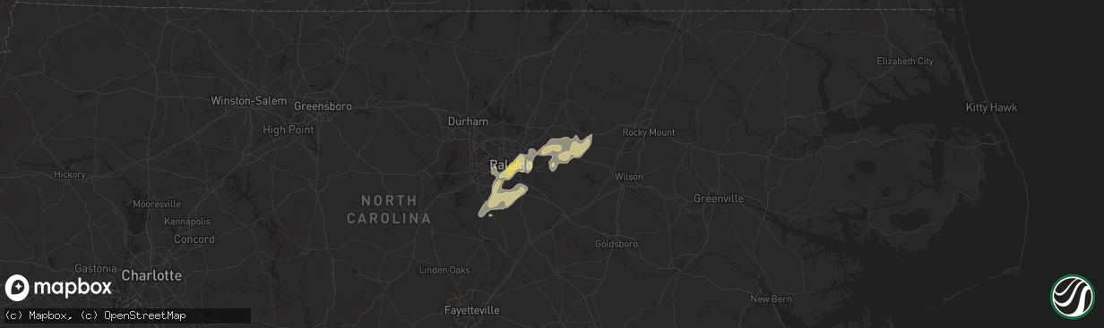 Hail map in Wendell, NC on May 5, 2025