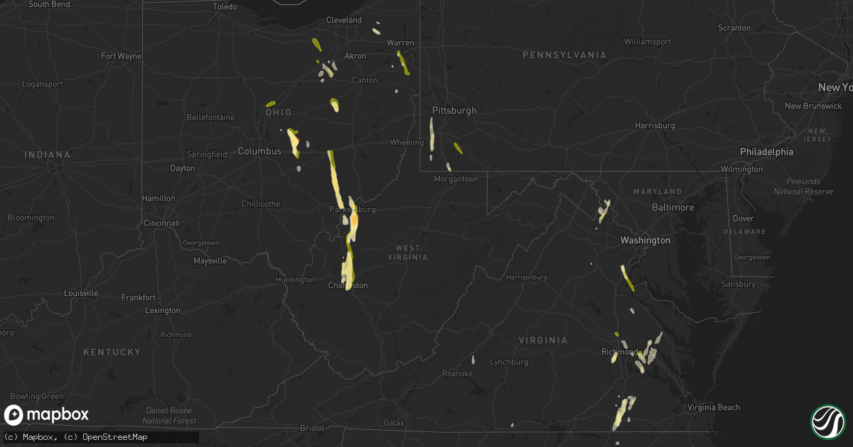 Hail map in West Virginia on May 5, 2025