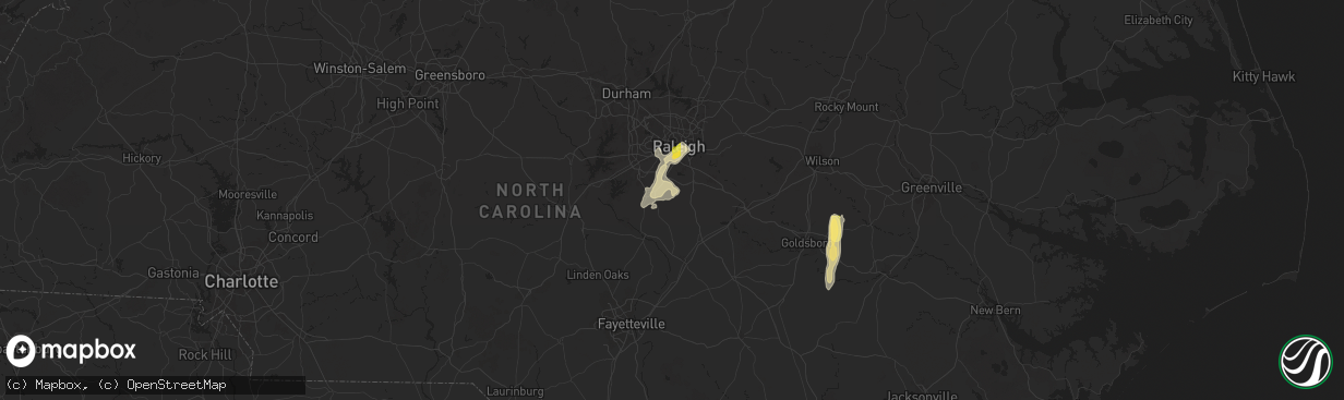 Hail map in Willow Spring, NC on May 5, 2025