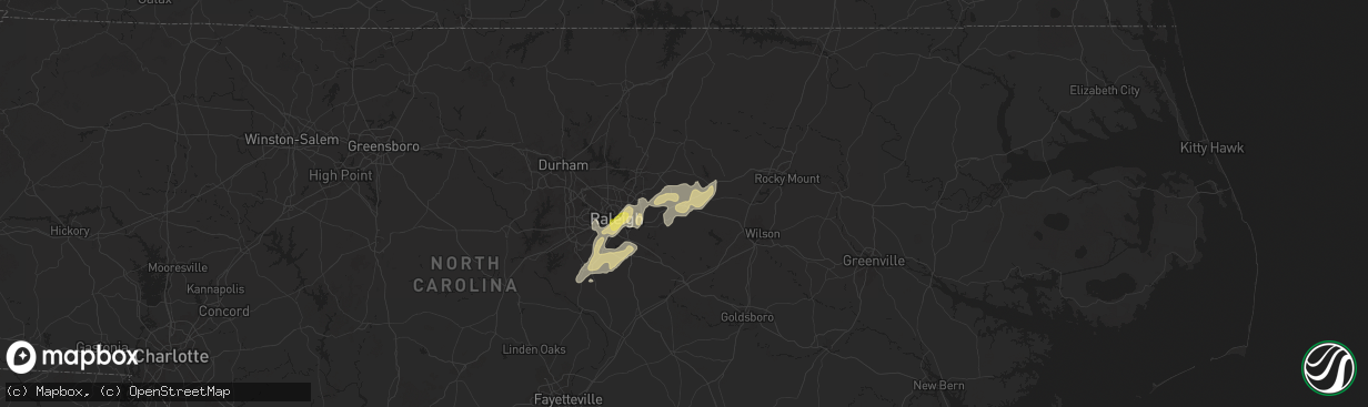 Hail map in Zebulon, NC on May 5, 2025