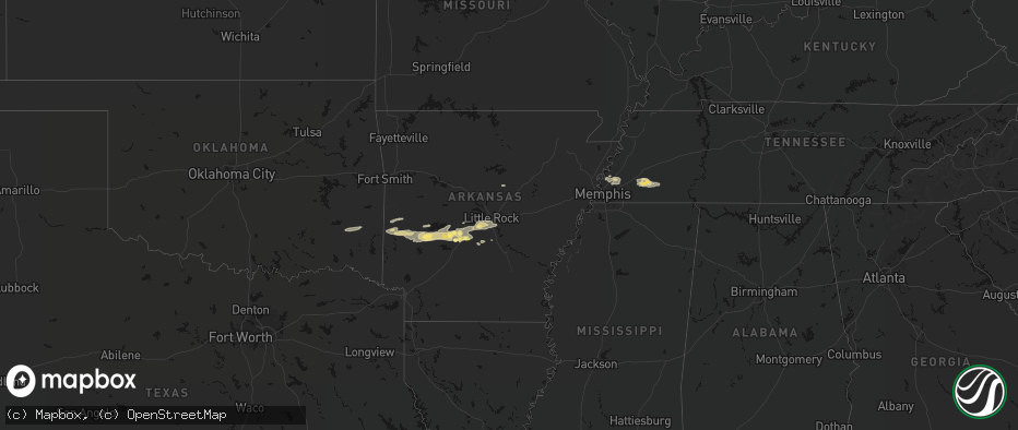 Hail map in Arkansas on May 5, 2026