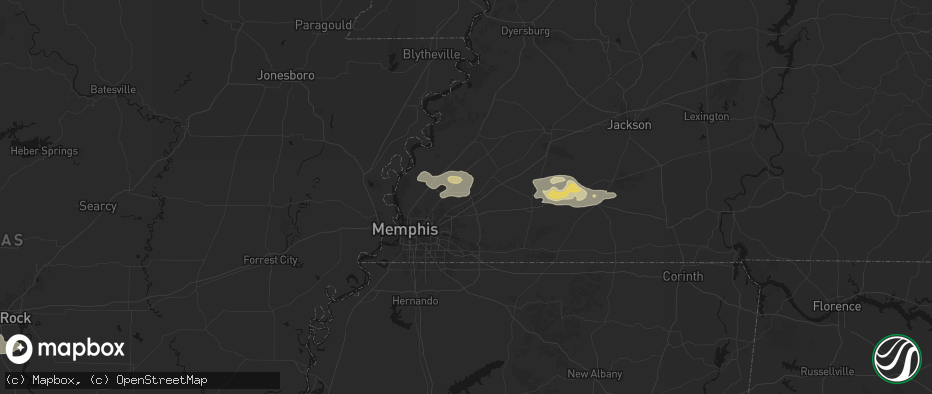 Hail map in Arlington, TN on May 5, 2026