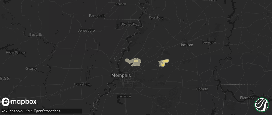 Hail map in Atoka, TN on May 5, 2026