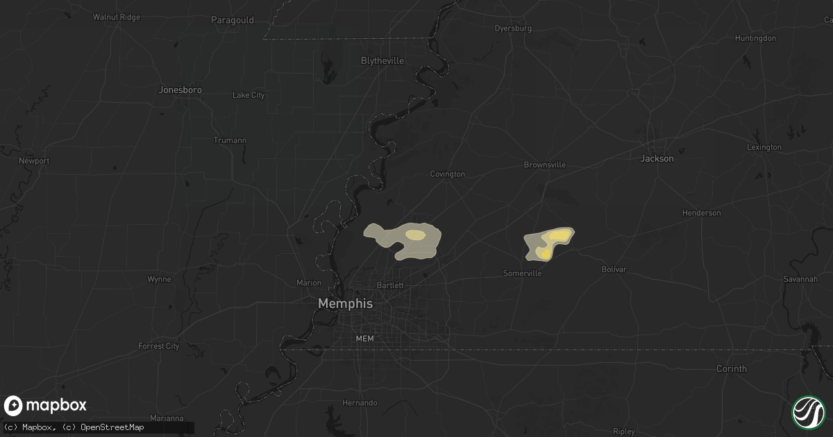 Hail map in Atoka, TN on May 5, 2026