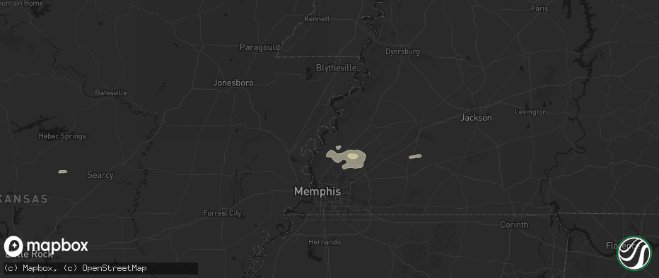 Hail map in Drummonds, TN on May 5, 2026