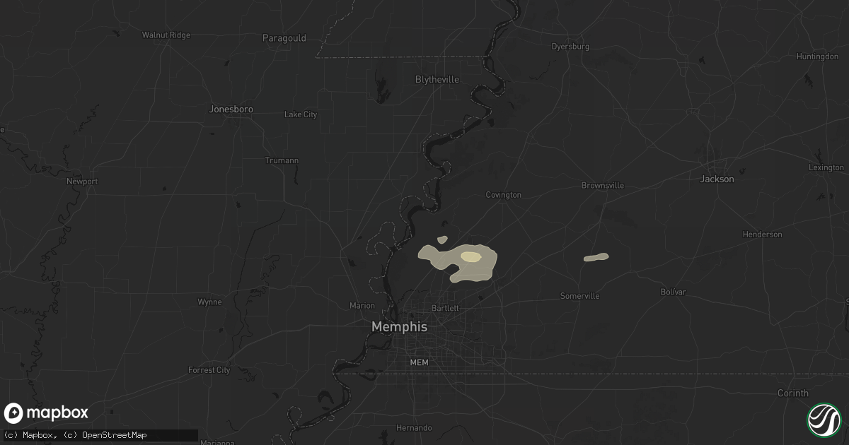 Hail map in Drummonds, TN on May 5, 2026