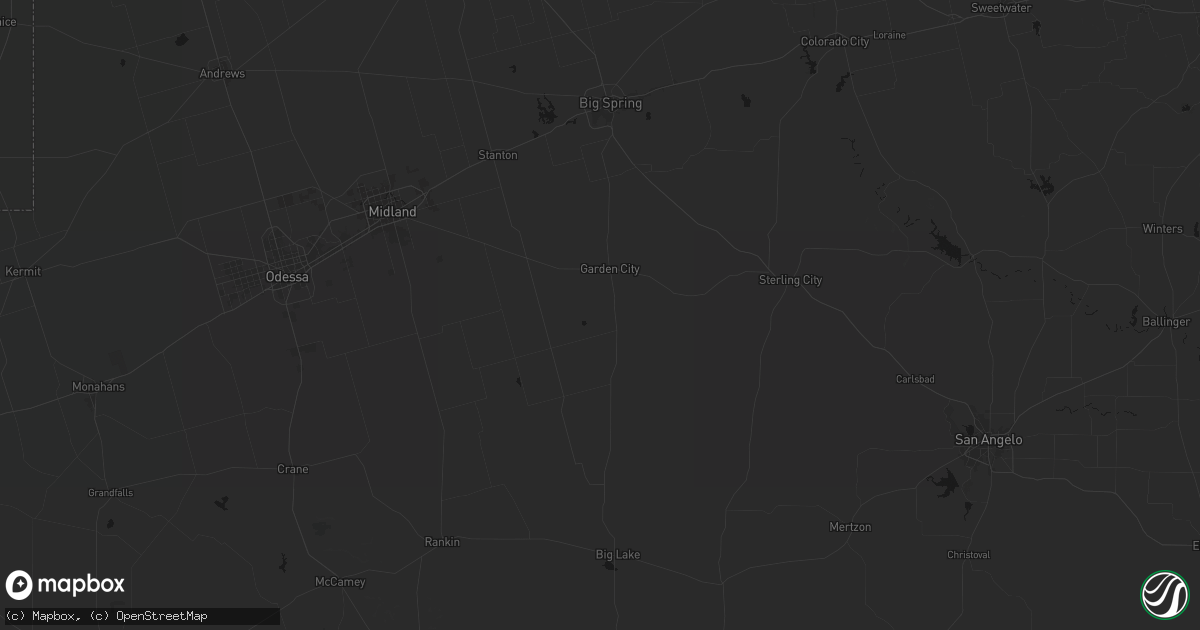 Hail map in Garden City, TX on May 5, 2026