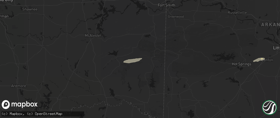 Hail map in Honobia, OK on May 5, 2026