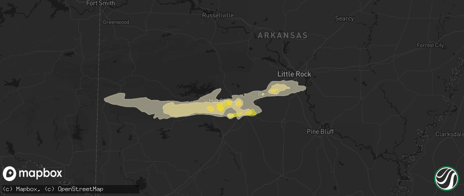 Hail map in Hot Springs National Park, AR on May 5, 2026