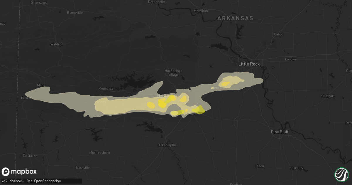 Hail map in Hot Springs National Park, AR on May 5, 2026