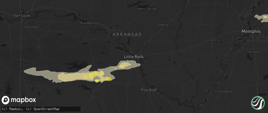 Hail map in Little Rock, AR on May 5, 2026