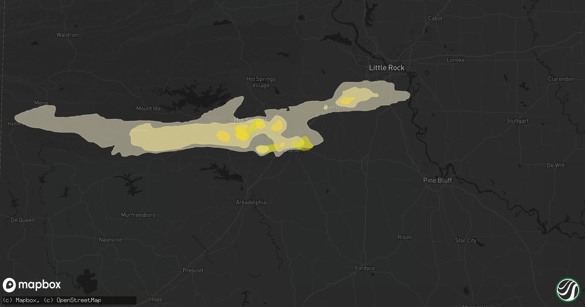 Hail map in Malvern, AR on May 5, 2026