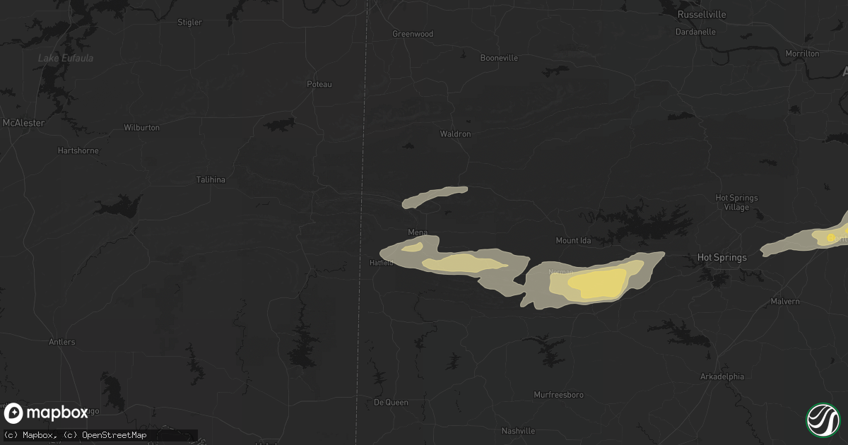 Hail map in Mena, AR on May 5, 2026