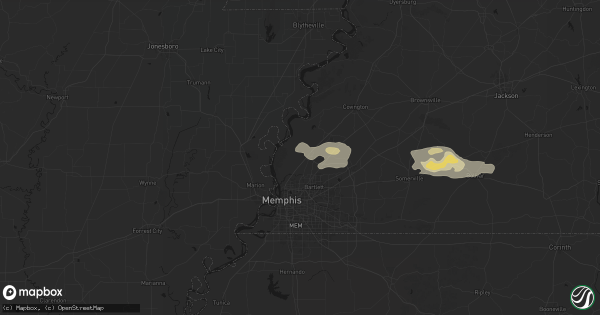 Hail map in Millington, TN on May 5, 2026