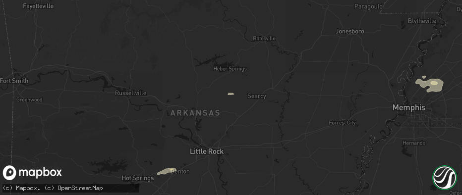 Hail map in Romance, AR on May 5, 2026