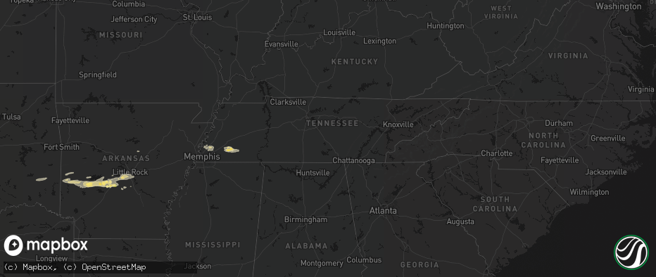 Hail map in Tennessee on May 5, 2026