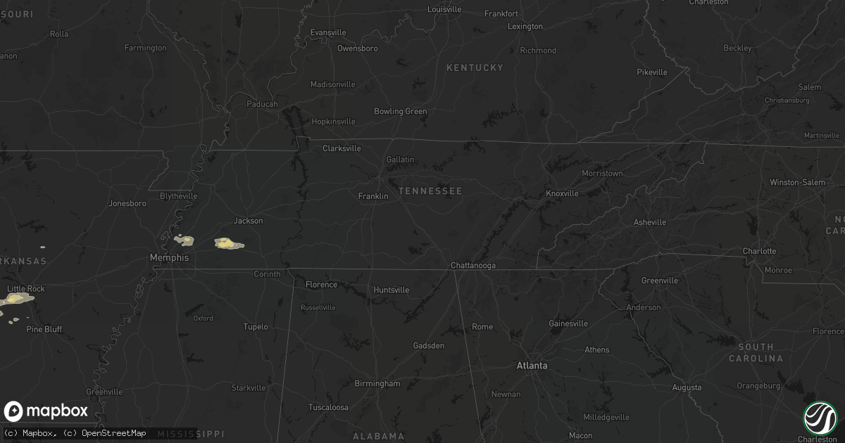 Hail map in Tennessee on May 5, 2026
