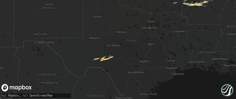 Hail map in Texas on May 5, 2026