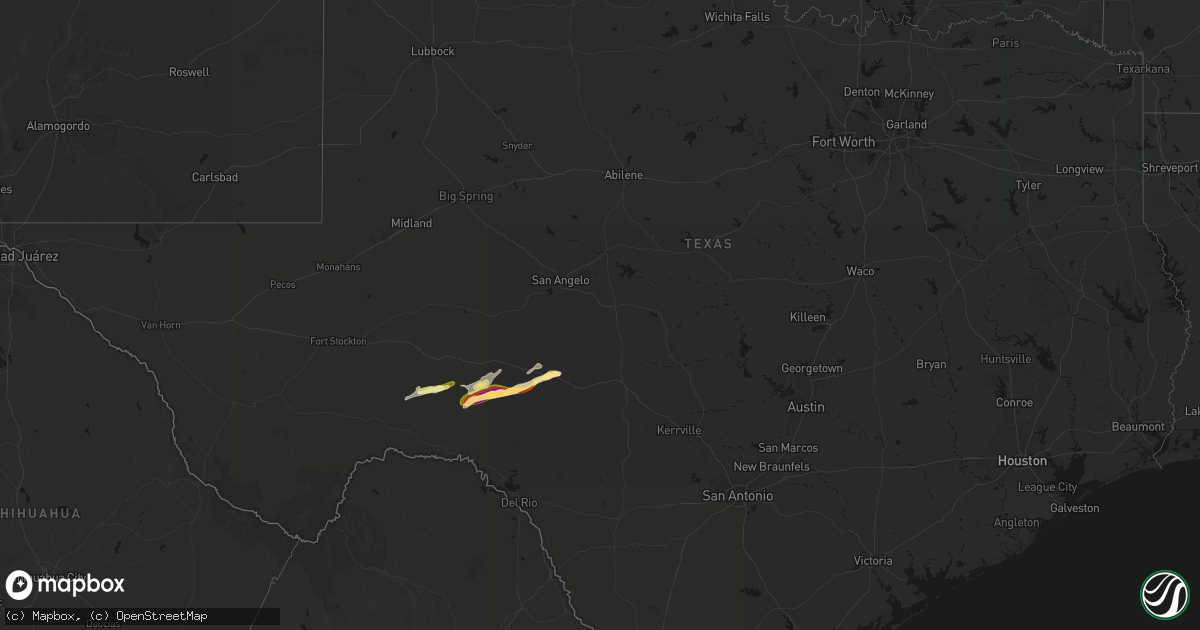 Hail map in Texas on May 5, 2026