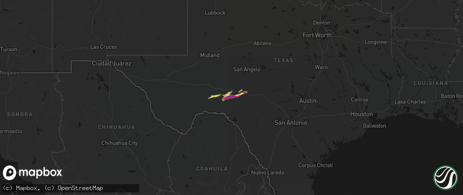 Hail map on May 5, 2026