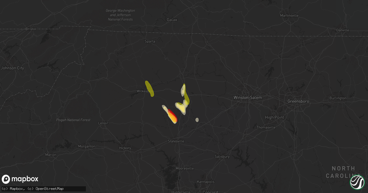Hail map in Hamptonville, NC on May 6, 2013