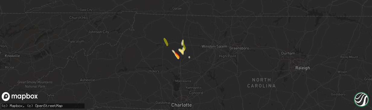 Hail map in Harmony, NC on May 6, 2013